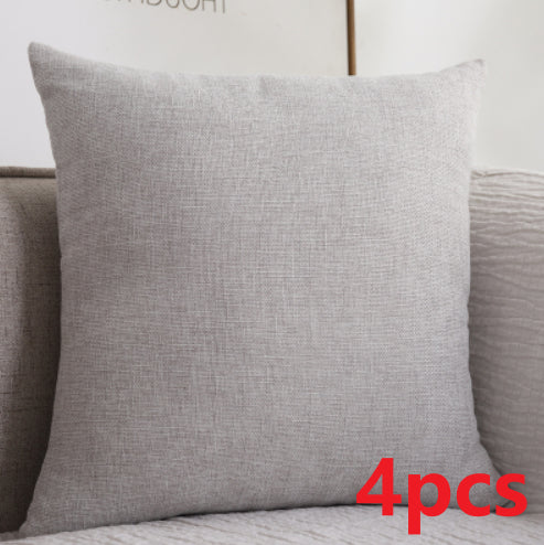 Plain Cotton Linen Sofa Cushion Thickened Square Pillow
