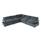 115.5 Modular Deep Gray Sectional Sofa With Durable Polyester Upholstery, Plush Cushions, Hidden Storage Compartments, And Versatile Design For Living Room, Lounge, Or Office