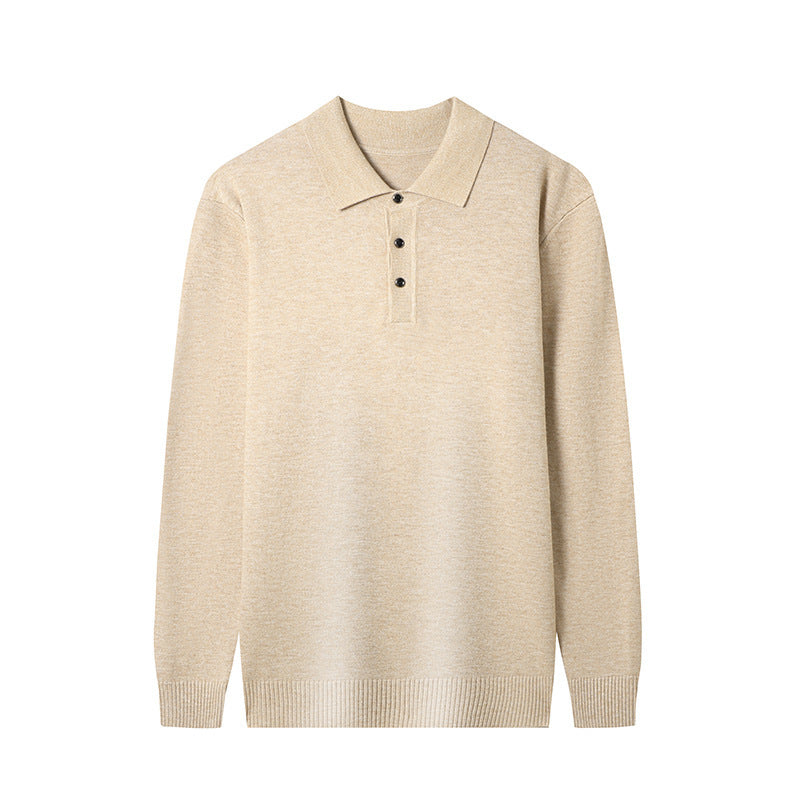 Men's Polo Collar Solid Color Sweater