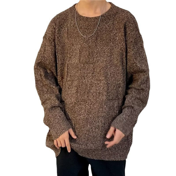 Winter Thickened Diamond Lattice Men's Loose Casual Sweater