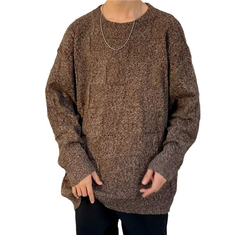 Winter Thickened Diamond Lattice Men's Loose Casual Sweater