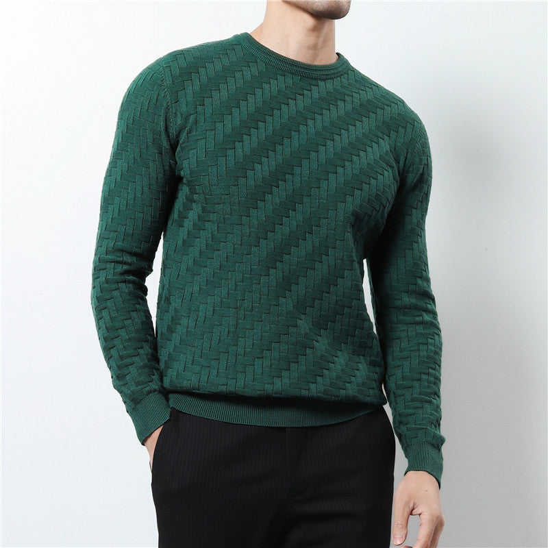 Jacquard Woven Round Neck Sweater