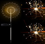 New Ground Plug Solar Fireworks Light LED Light String Copper Wire Outdoor Garden Decoration Star Lights Christmas Lights