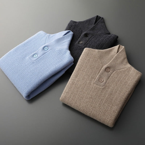 Winter Men's Pure Cashmere Lapel Sweater
