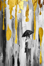 Nordic Gold Grey Canvas Art Oil Painting Abstract Poster