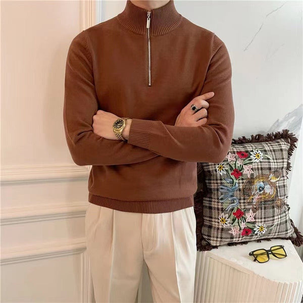 Half Turtleneck Zipper Bottoming Sweater Men