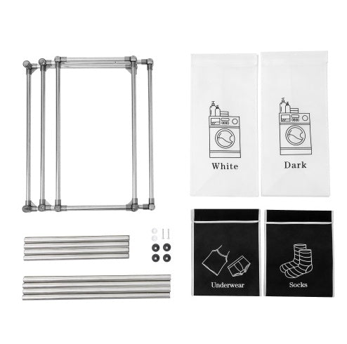 Laundry Hamper 2 Tier Laundry Sorter With 4 Removable Bags For Organizing Clothes, Laundry, Lights, Darks