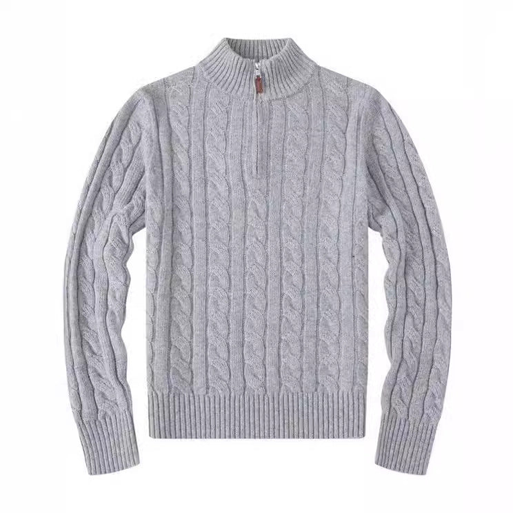 Small Embroidered Half-height Zip Knitwear Business sweater
