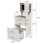 3 In 1 Vanity Desk With Open Top Mirror,Small Make Up Vanity Set With Visible Glass Desktop,Compact Makeup Vanity With 3 Drawers,Dressing Table For Bedroom