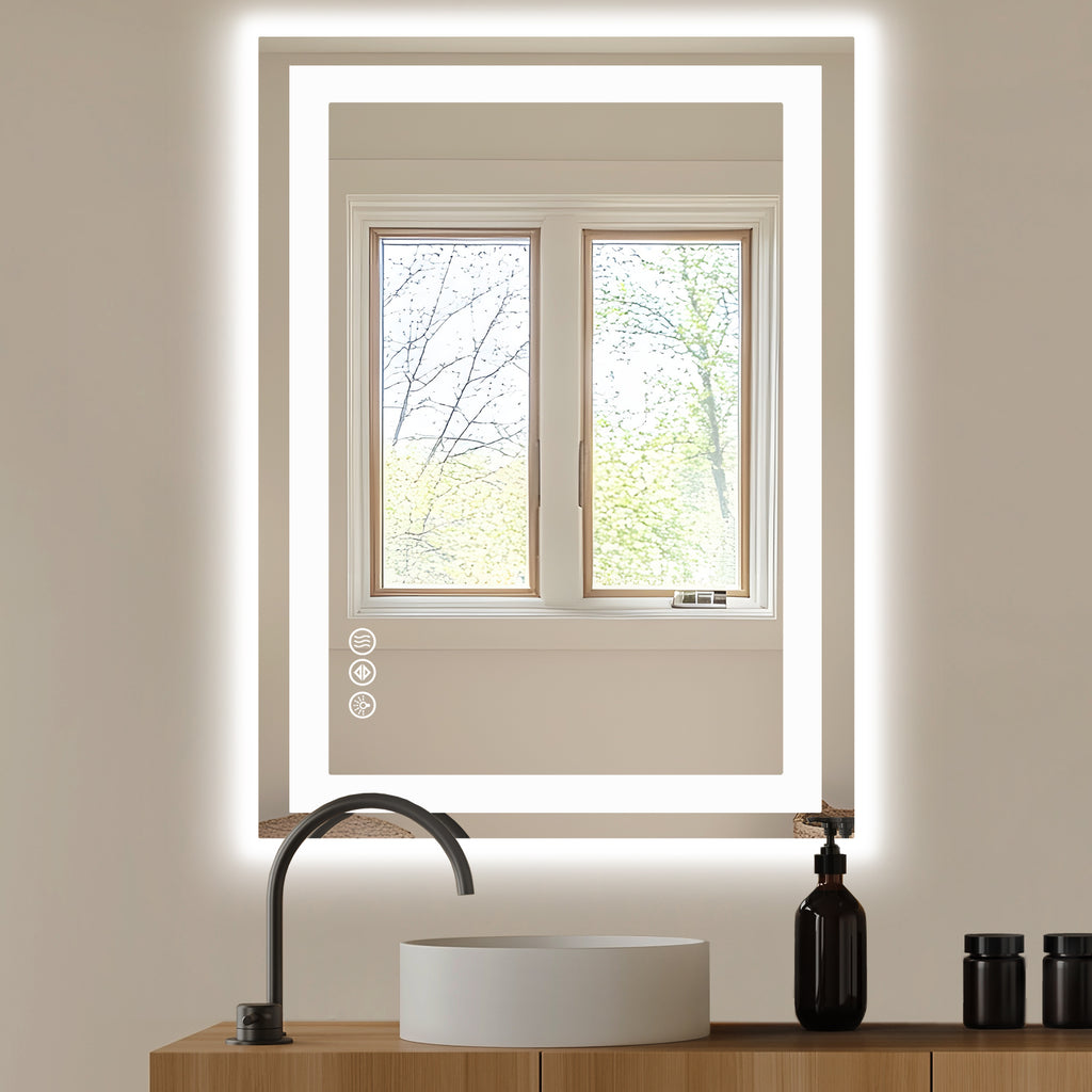 Anti-fog LED Bathroom Mirror With Dual Light Source And Three Lighting Modes