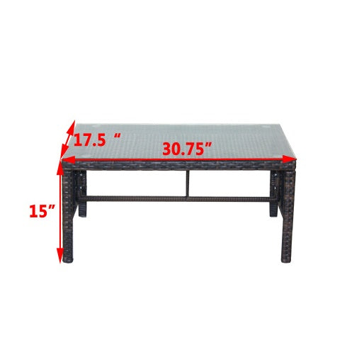 Outdoor Patio Furniture 1 Coffee Table With Clear Tempered Glass