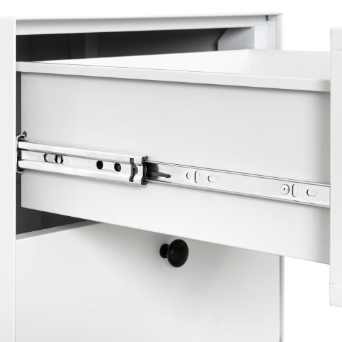 Modern Night Stand Storage Cabinet For Living Room Bedroom, Steel Cabinet With 2 Drawers,Bedside Furniture, Circular Handle