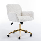 A&A Furniture Rabbit Hair Office Chair With Golden Base, Adjustable