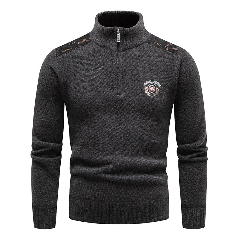Velvet Stand Collar Thickened Men's Sweater
