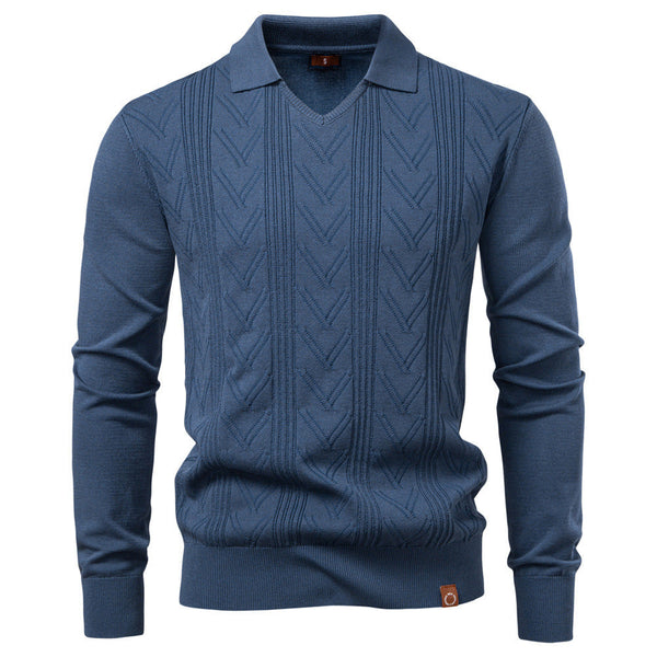 Knitted Pullover Men's Jacquard V-neck Sweater
