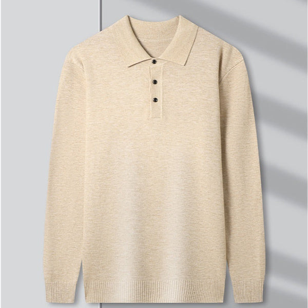 Men's Polo Collar Solid Color Sweater