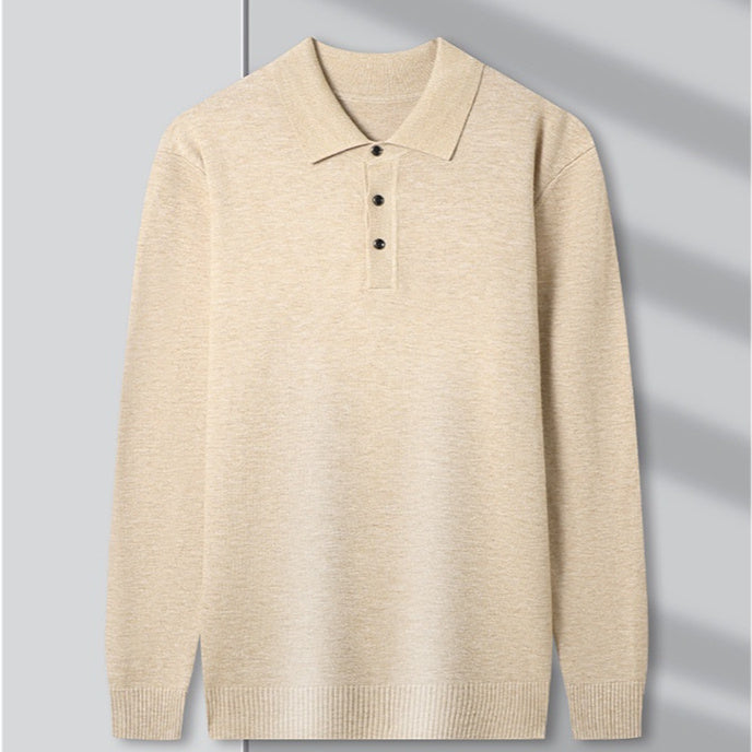 Men's Polo Collar Solid Color Sweater