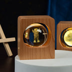 Beech Crystal Ball Night Light 3D Laser Engraving Elk Jellyfish LED Nightlights USB Dimmable Lamp For Bedroom Decoration Gifts Home Decor