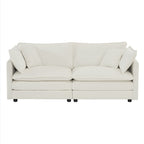 Modern Fabric Double Sofa With 4 Pillows