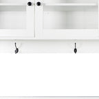 63W Large Kitchen Hutch Cabinet, Freestanding Pantry Cabinets Storage Kitchen Cupboard With 4 Doors, 4 Drawers & Microwave Shelf, White