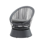26.7 Modern Gray Wicker Lounge Chair With Rattan And Iron Frame, Featuring A Stylish Round Design, Perfect For Living Room, Patio, Or Balcony Relaxation