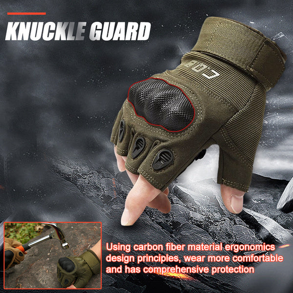 Tactical Gloves Army Military Men Gym Fitness Riding Half Finger Rubber Knuckle Protective Tactical Gloves