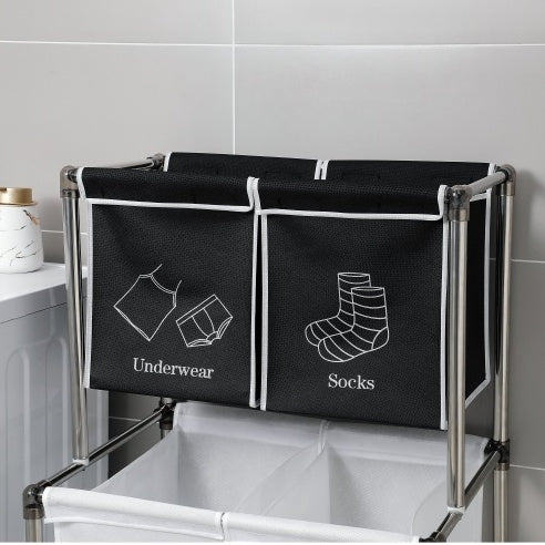 Laundry Hamper 2 Tier Laundry Sorter With 4 Removable Bags For Organizing Clothes, Laundry, Lights, Darks