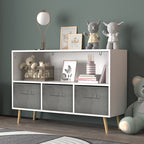 Fiberboard Children's Bookshelf With Foldable Fabric Drawers