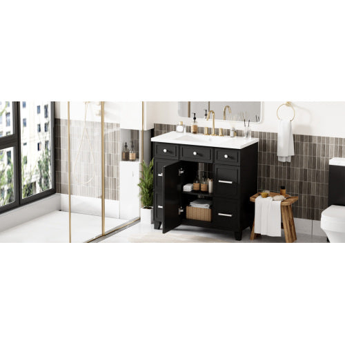 36  Bathroom Vanity Cabinet With Sink Top Combo Set , Black ,Single Sink,Shaker Cabinet With Soft Closing Door And 3 Drawers