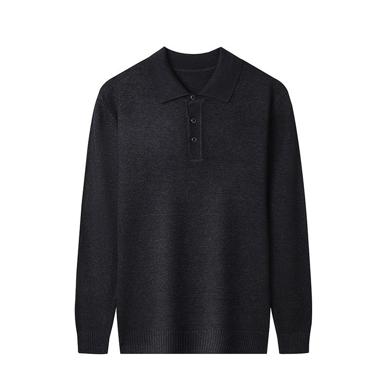 Men's Polo Collar Solid Color Sweater