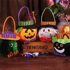 Cute Halloween Candy Bag Halloween Pumpkin Pattern Portable Handbag Cosplay Props Gift Basket Kids Gifts