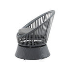 26.7 Modern Gray Wicker Lounge Chair With Rattan And Iron Frame, Featuring A Stylish Round Design, Perfect For Living Room, Patio, Or Balcony Relaxation