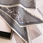 Thin Narrow Long Shirt Scarf Houndstooth Design Double Layer Imitated Silk Scarves Women's Hair Tie