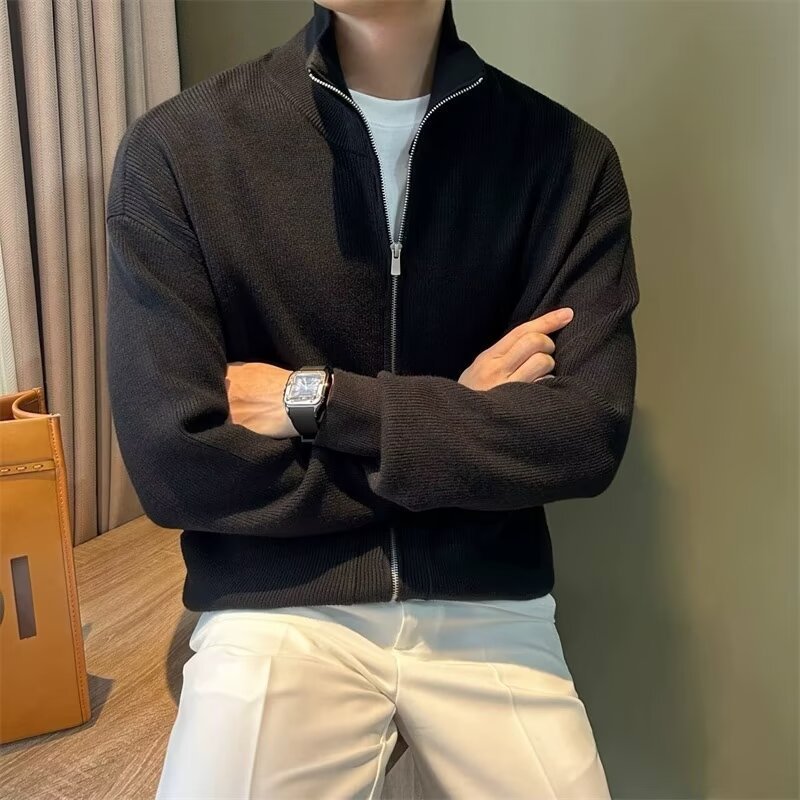 Versatile Zipper Cardigan Slim-fitting Sweater