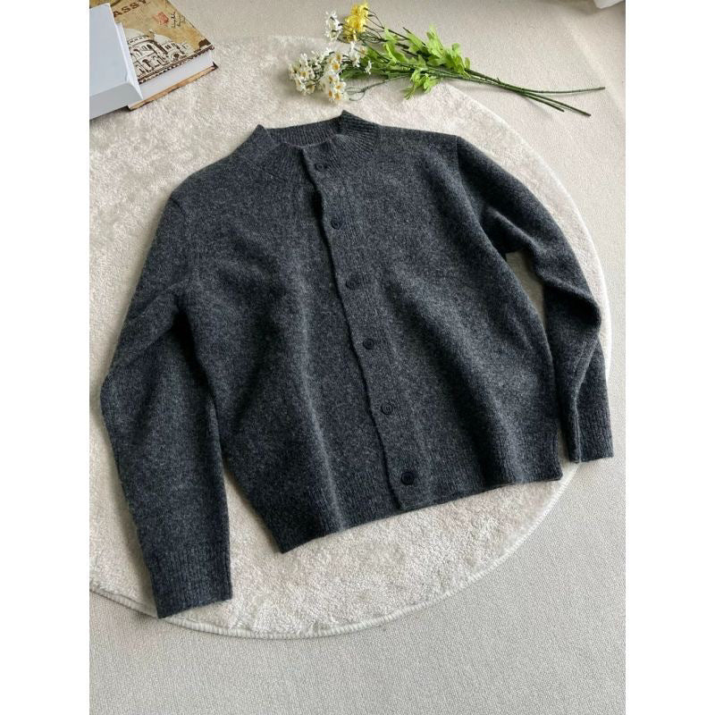 Vintage Zipper Rib Knitted Cardigan Jacket