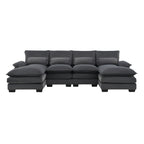New Modern U-shaped Sectional Sofa, 6-Seat With Waist Pillows 109.8 55.9