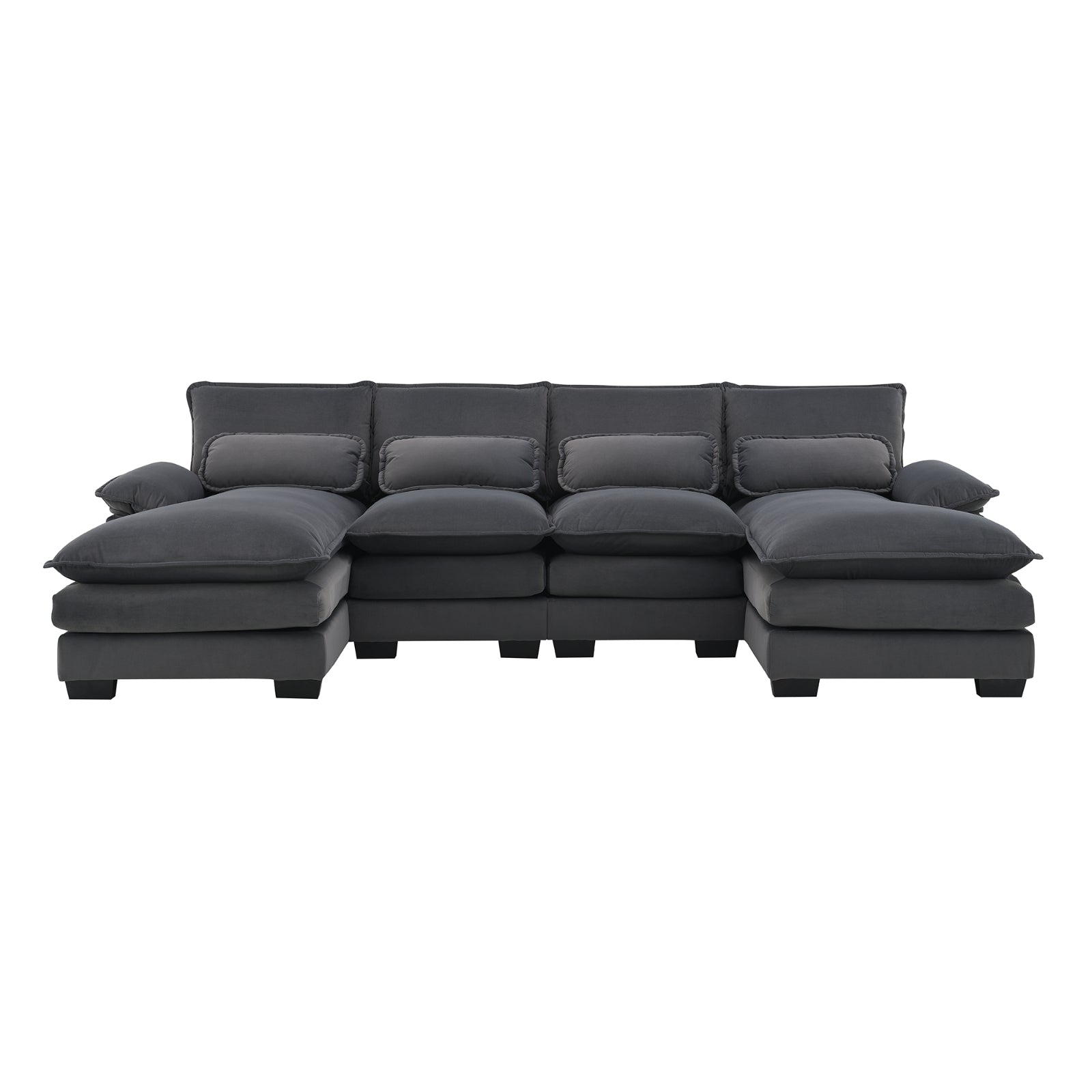 New Modern U-shaped Sectional Sofa, 6-Seat With Waist Pillows 109.8 55.9