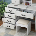 Vanity Desk With Mirror & Lights, Makeup Table Set
