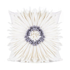 Fashion Modern Style White Throw Pillows Velvet Stitching 3D Chrysanthemum Cushion Waist Pillow Blue Cushion Case