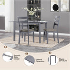 59 Extendable Dining Table, Modern House Dining Room Table For 4-8, Wooden Kitchen Table , Dining Room, Working Office, Home Living Room Furniture For Small Space, Dark Gray