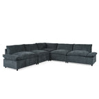 115.5 Modular Deep Gray Sectional Sofa With Durable Polyester Upholstery, Plush Cushions, Hidden Storage Compartments, And Versatile Design For Living Room, Lounge, Or Office