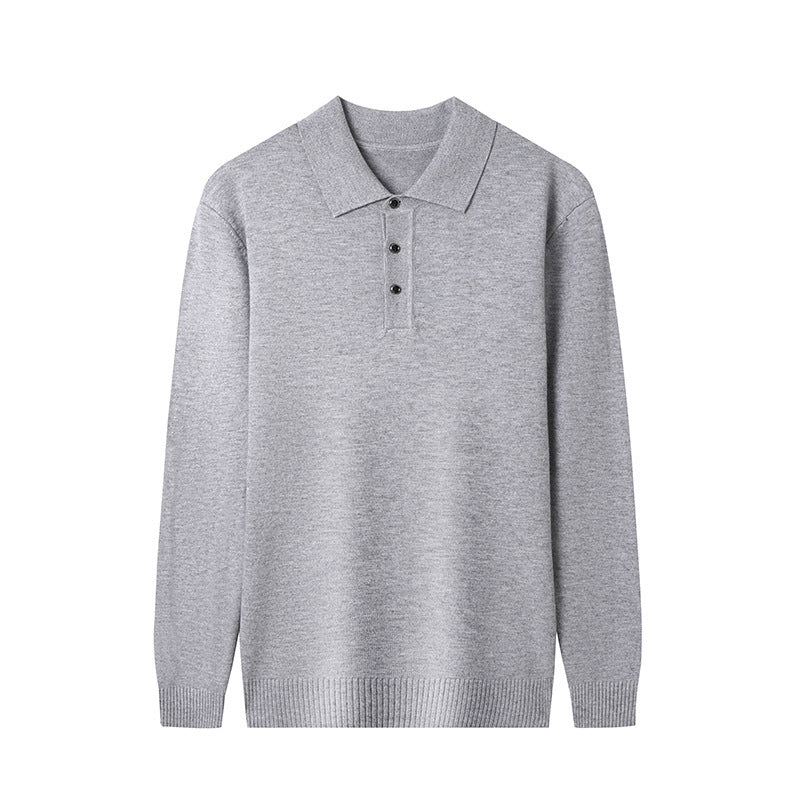 Men's Polo Collar Solid Color Sweater