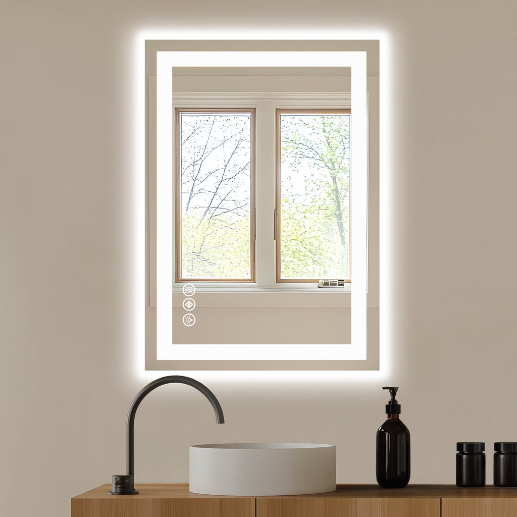Anti-fog LED Bathroom Mirror With Dual Light Source And Three Lighting Modes