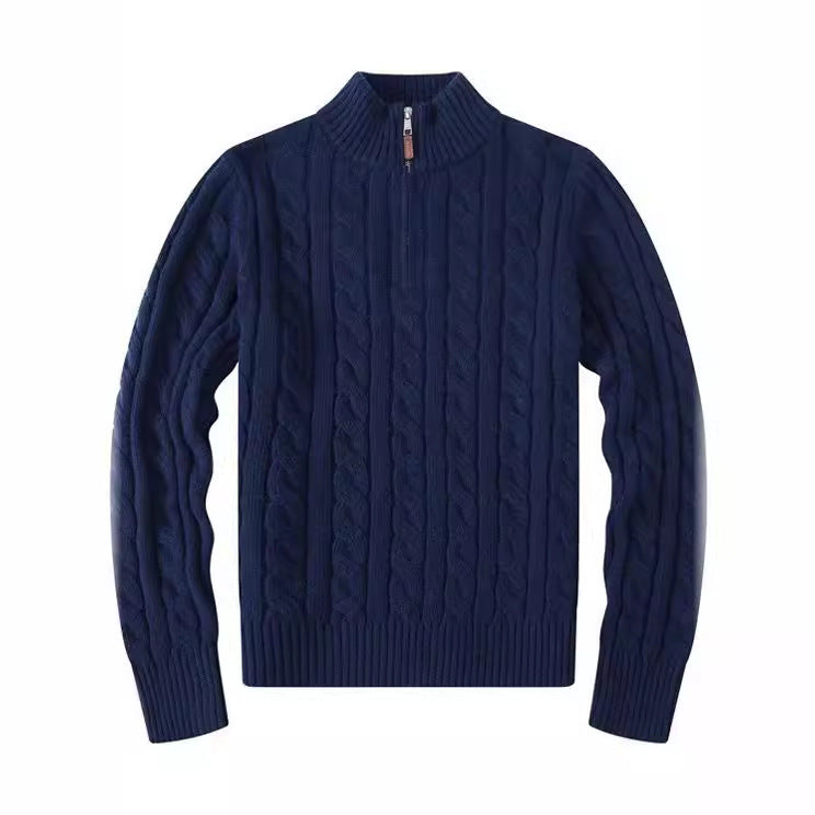 Small Embroidered Half-height Zip Knitwear Business sweater