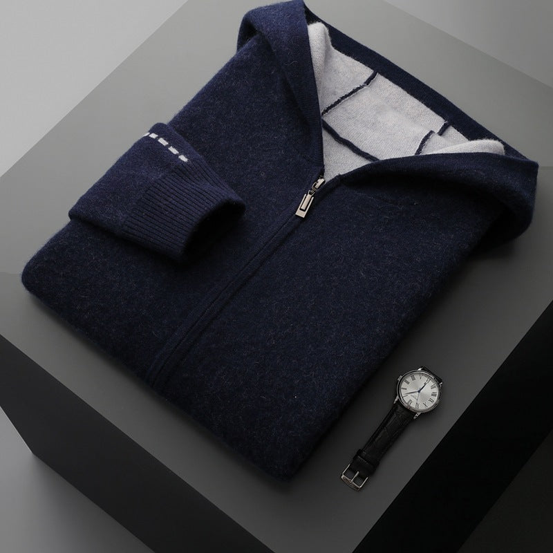 Men's Cashmere Thickened Half-high Collar Zipper Cardigan Sweater