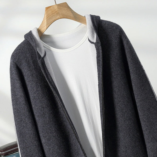 Men's Cashmere Thickened Half-high Collar Zipper Cardigan Sweater