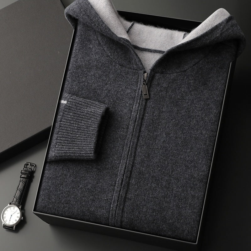 Men's Cashmere Thickened Half-high Collar Zipper Cardigan Sweater