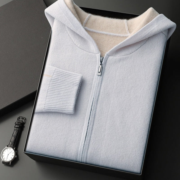 Men's Cashmere Thickened Half-high Collar Zipper Cardigan Sweater