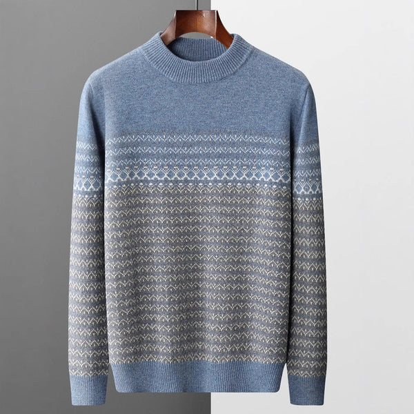 Men's Pure Wool Loose-fitting Casual Round-neck Color Matching Sweater