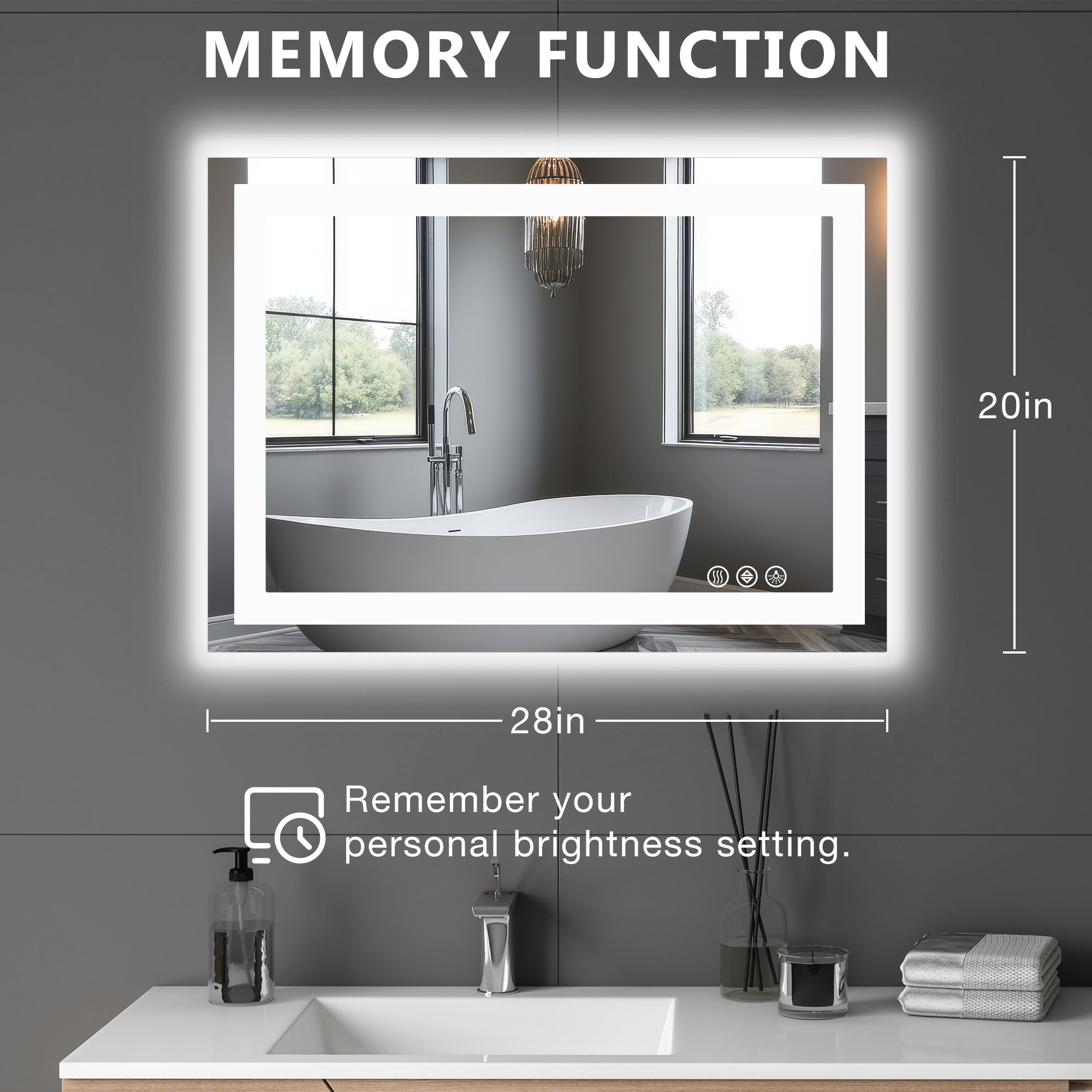 Anti-fog LED Bathroom Mirror With Dual Light Source And Three Lighting Modes